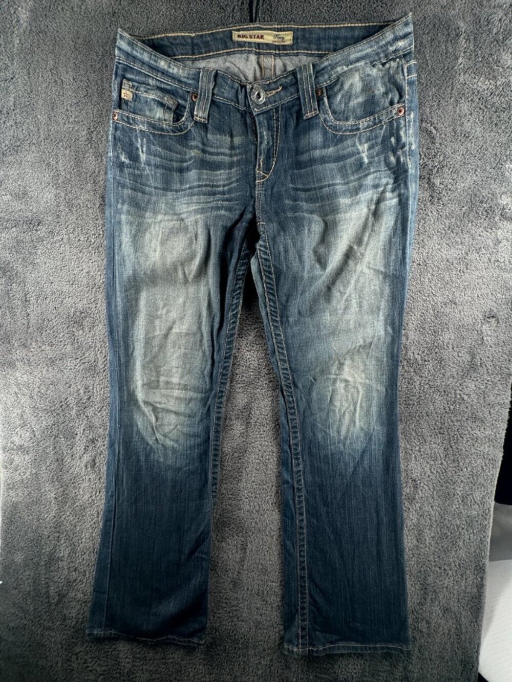 Big Star Remy Denim Low Rise Bootcut Jeans Women Blue 28R Cotton Stretch Ladies